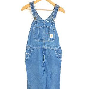 Carhartt Carpenter Bib Overalls Men's 36x23 Blue Denim Farm Work Ranch R07 DST